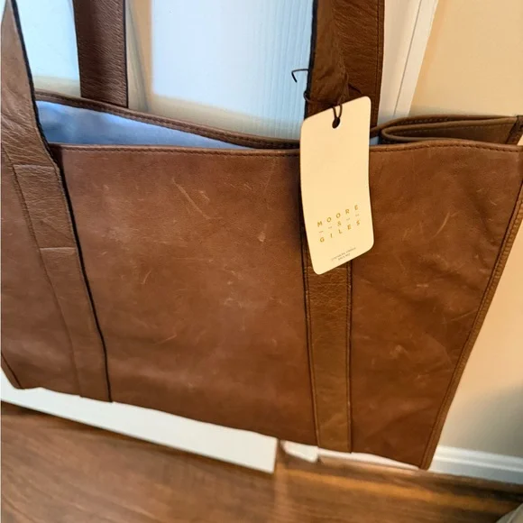 Moore & Giles Brown Leather Tote Bag. Reclaimed Tote - Picture 1 of 4